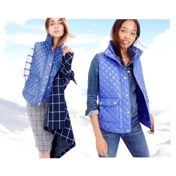 J.CREW purple blue quilted puffer vest down women’s vest size XXS - Picture 1 of 7